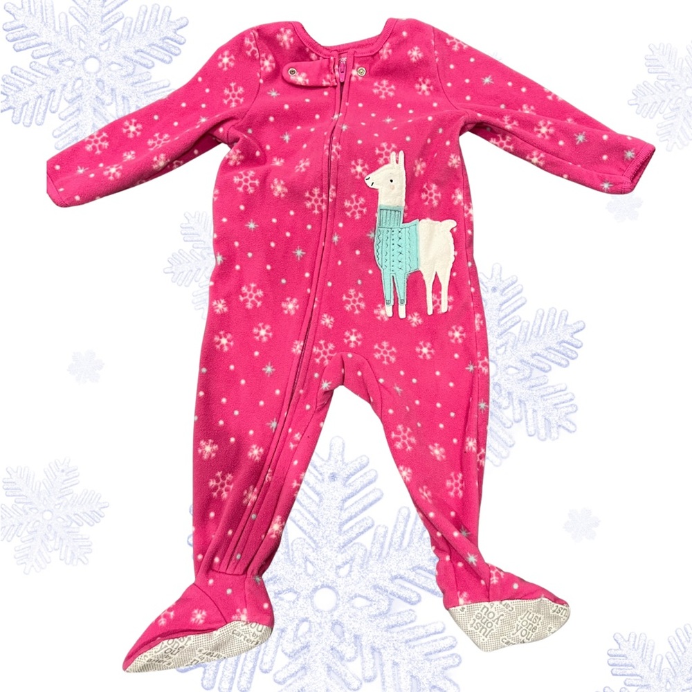 Carter's Pink Snowflake Llama Footie